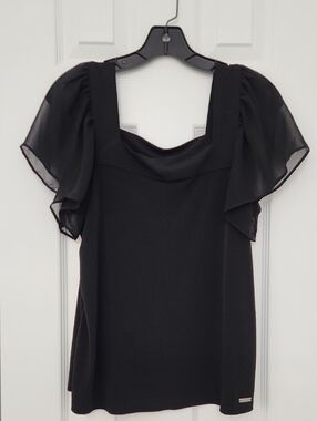 Calvin Klein Black Top with Silver Logo Plate